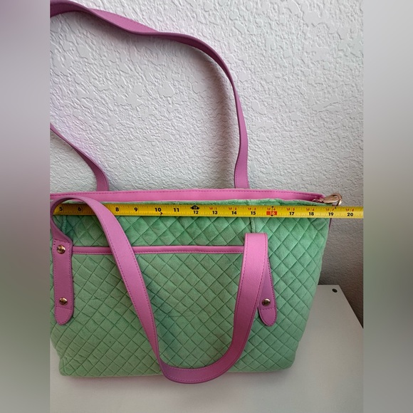 Juicy Couture Mint Green and Pink Quilted Tote - Picture 8 of 10